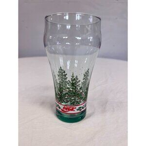 Libbey Coca Cola Christmas Glasses Pine Trees Holly 16 Oz